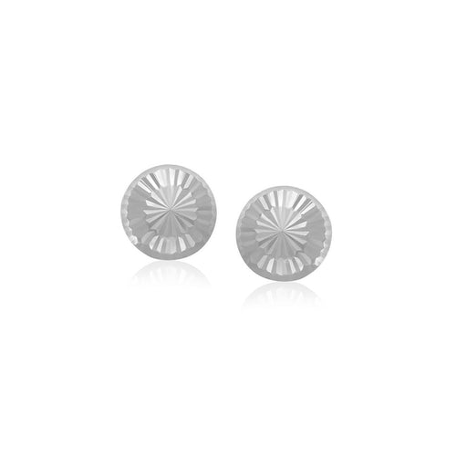 Bids.com 14k White Gold Textured Flat Style Stud Earrings Earrings White Smoke White Gold