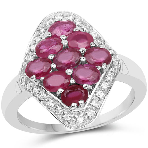 Bids.com 2.12 Carat Genuine Glass Filled Ruby & White Zircon .925 Sterling Silver Ring Rings White Smoke size 6.00,size 7.00,size 9.00,size 8.00,size 5.00,size 10.00
