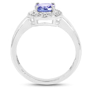 Bids.com 1.05 Carat Genuine Tanzanite and White Topaz .925 Sterling Silver Ring Rings White Smoke size 6.00,size 7.00,size 8.00,size 9.00,size 5.00