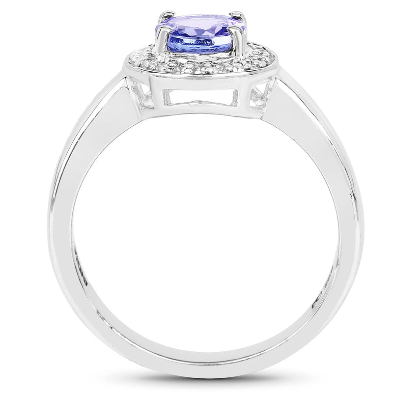 Bids.com 1.05 Carat Genuine Tanzanite and White Topaz .925 Sterling Silver Ring Rings White Smoke size 6.00,size 7.00,size 8.00,size 9.00,size 5.00