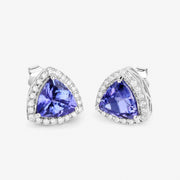 Bids.com 3.82 Carat Genuine Tanzanite and White Diamond 14K White Gold Earrings Earrings White Smoke