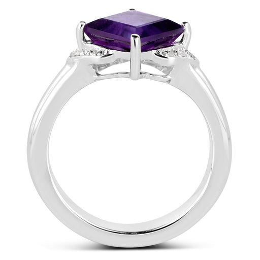 Bids.com 2.55 Carat Genuine Amethyst and White Topaz .925 Sterling Silver Ring Rings White Smoke size 6.00,size 8.00,size 7.00,size 5.00,size 9.00,size 5.50