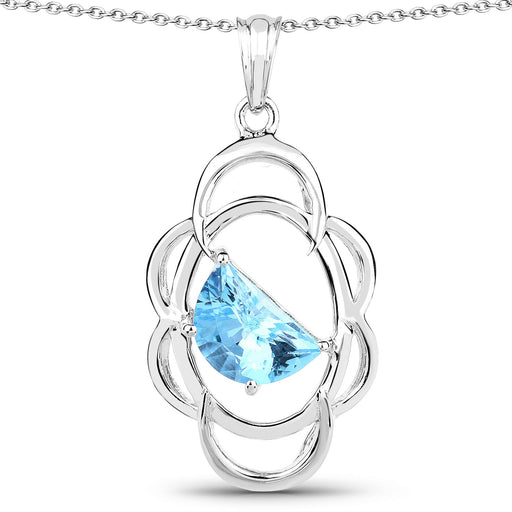 Bids.com 4.60 Carat Genuine Swiss Blue Topaz .925 Sterling Silver Pendant Pendants White Smoke