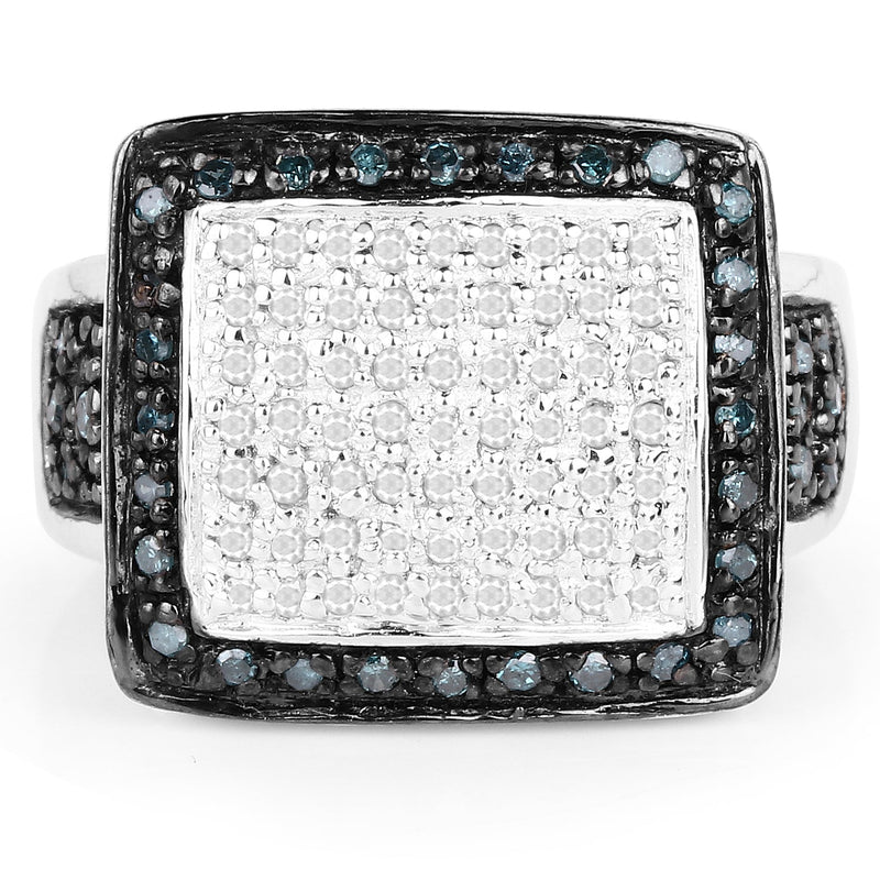 Bids.com 0.64 Carat Genuine White Diamond and Blue Diamond .925 Sterling Silver Ring Rings Lavender size 6.00,size 7.00,size 8.00,size 9.00