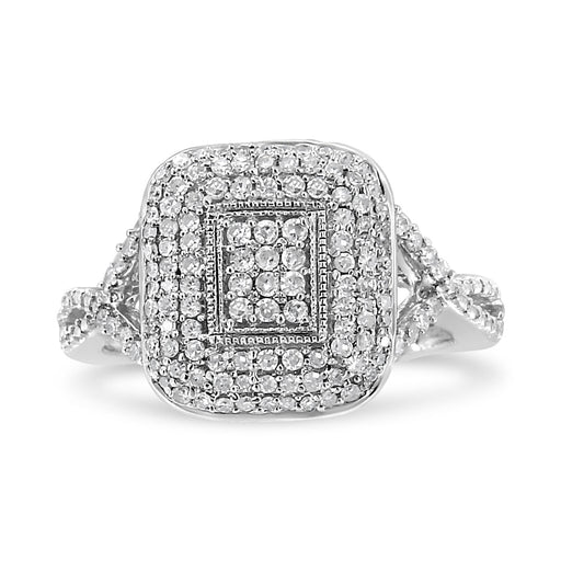 Bids.com .925 Sterling Silver 1/2 Cttw Round-Cut Diamond Cluster Cushion Ring (I-J , I1-I2) - Size 7 Rings White Smoke 7 / White.Sterling Silver,9 / White.Sterling Silver,8 / White.Sterling Silver,6 / White.Sterling Silver,5 / White.Sterling Silver,10 / White.Sterling Silver