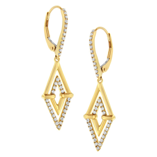 Bids.com 14K Yellow Gold 3/8 Cttw Double Triangle Drop and Dangle Diamond Earrings (G-H Color, SI1-SI2 Clarity) Earrings White Smoke Yellow.Gold / 0.406