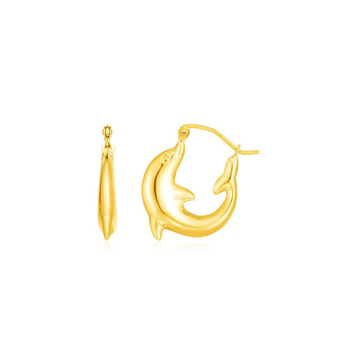 Bids.com 14K Yellow Gold Dolphin Hoop Earrings Earrings White Smoke Yellow Gold