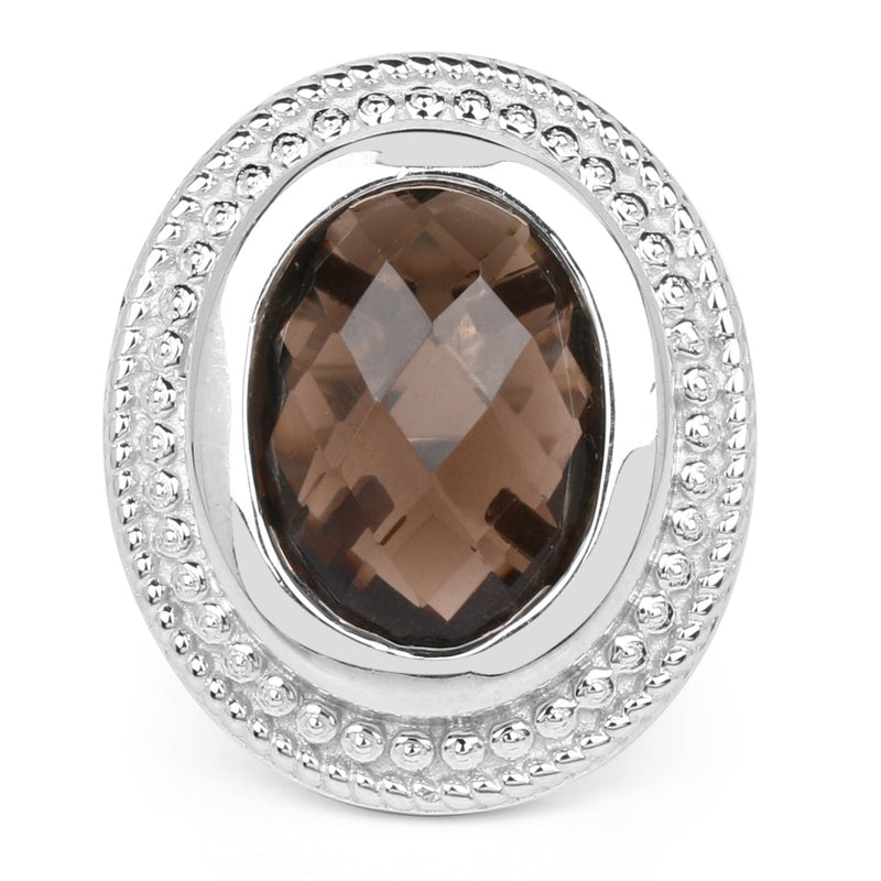 Bids.com 7.90 Carat Genuine Smoky Quartz .925 Sterling Silver Ring Rings White Smoke size 6.00,size 8.00,size 9.00,size 10.00,size 7.00,size 5.00