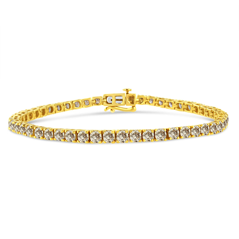 Bids.com 14K Yellow Gold Plated .925 Sterling Silver 8.0 Cttw Diamond Classic Link Tennis Bracelet (K-L Color, I2-I3 Clarity) - 7-1/4" Bracelets White Smoke Yellow.Sterling Silver / 7.25