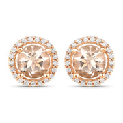 Bids.com 0.93 Carat Genuine Morganite and White Diamond 14K Rose Gold Earrings Earrings White Smoke