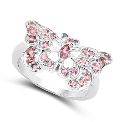 Bids.com 0.83 Carat Genuine Pink Tourmaline .925 Sterling Silver Ring Rings White Smoke size 7.00,size 8.50,size 6.00,size 8.00,size 9.00,size 5.00