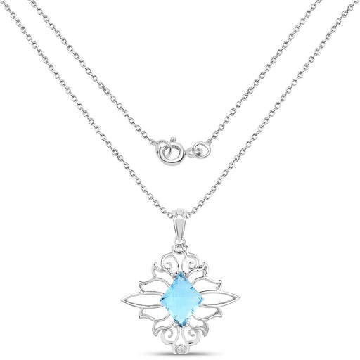 Bids.com 5.15 Carat Genuine Swiss Blue Topaz .925 Sterling Silver Pendant Pendants White Smoke