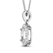Bids.com 0.18 Carat Genuine White Diamond 14K White Gold Semi Mount Pendant - holds 8x6mm Oval Gemstone Pendants White Smoke