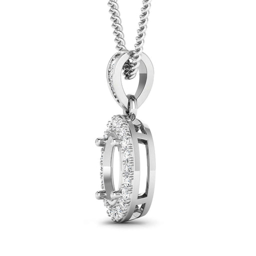 Bids.com 0.18 Carat Genuine White Diamond 14K White Gold Semi Mount Pendant - holds 8x6mm Oval Gemstone Pendants White Smoke