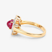 Bids.com 2.01 Carat Genuine Ruby and White Diamond 14K Yellow Gold Ring Rings White Smoke size 6.00,size 7.00,size 8.00,size 9.00