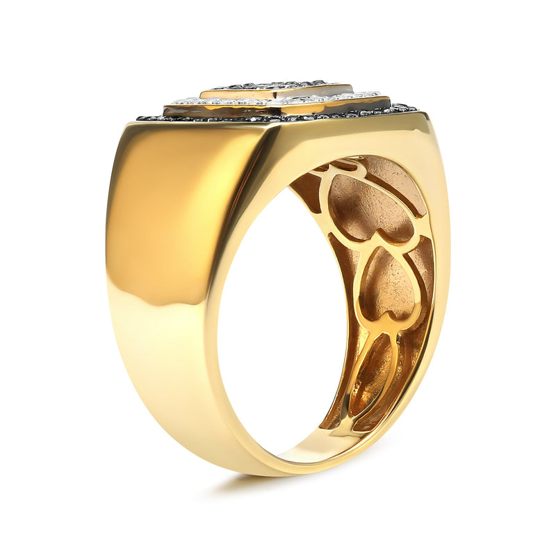 Bids.com Men's 10K Yellow Gold 3/4 Cttw White and Black Treated Diamond Ring Band (Black / I-J Color, I2-I3 Clarity) - Size 10 Rings White Smoke 10 / Yellow.Gold,9 / Yellow.Gold,11 / Yellow.Gold