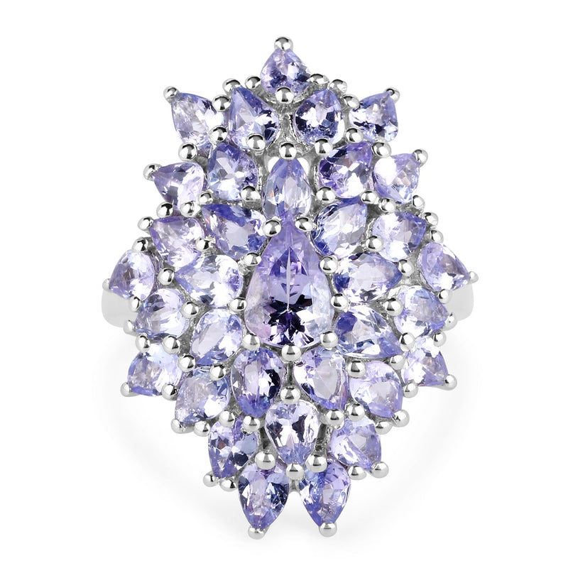 Bids.com 5.27 Carat Genuine Tanzanite .925 Sterling Silver Ring Rings White Smoke Size 6.00,size 7.00,Size 8.00,Size 9.00