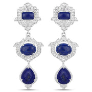 Bids.com 9.37 Carat Genuine Lapis and White Topaz .925 Sterling Silver Earrings Earrings White Smoke