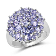 Bids.com 2.79 Carat Genuine Tanzanite .925 Sterling Silver Ring Rings White Smoke size 7.00,size 6.00,size 8.00,size 9.00