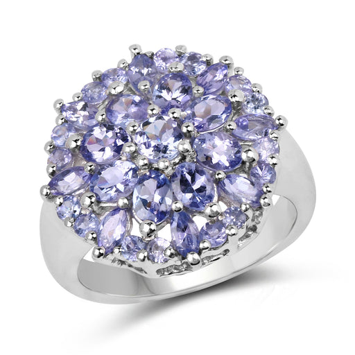 Bids.com 2.79 Carat Genuine Tanzanite .925 Sterling Silver Ring Rings White Smoke size 7.00,size 6.00,size 8.00,size 9.00