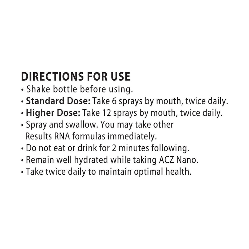 Results RNA ACZ Nano Zeolite Extra Strength White Smoke 2 oz (30 Day Supply),4 oz (60 Day Supply)