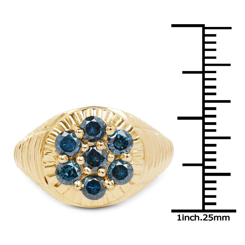 Bids.com 14K Yellow Gold Plated 1.40 Carat Genuine Blue Diamond .925 Sterling Silver Ring Rings White Smoke size 9.00,size 9.50,size 6.00,size 7.00,size 8.00