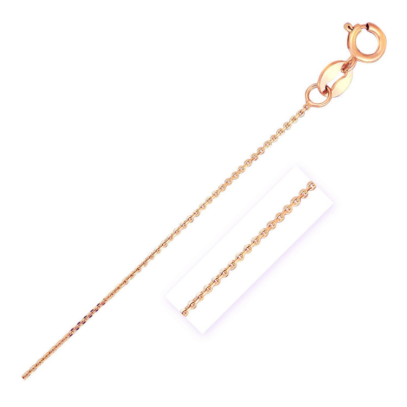Bids.com 14k Rose Gold Diamond Cut Cable Link Chain 0.7mm Necklaces White Smoke 16 / Rose Gold,18 / Rose Gold,20 / Rose Gold