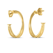 Bids.com 14k Yellow Gold Large Crossover Hoops Earrings White Smoke Yellow Gold