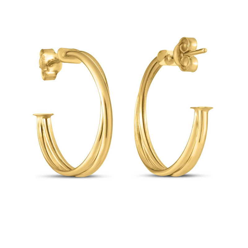 Bids.com 14k Yellow Gold Large Crossover Hoops Earrings White Smoke Yellow Gold