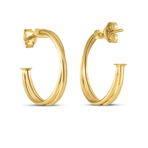Bids.com 14k Yellow Gold Large Crossover Hoops Earrings White Smoke Yellow Gold