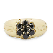 Bids.com 14K Yellow Gold Plated 0.98 Carat Genuine Black Diamond .925 Sterling Silver Ring Rings White Smoke size 8.00,size 9.00,size 6.00,size 7.00