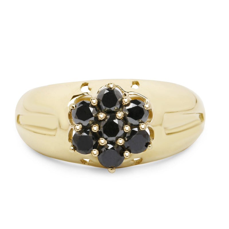 Bids.com 14K Yellow Gold Plated 0.98 Carat Genuine Black Diamond .925 Sterling Silver Ring Rings White Smoke size 8.00,size 9.00,size 6.00,size 7.00