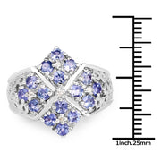 Bids.com 1.65 Carat Genuine Tanzanite and White Topaz .925 Sterling Silver Ring Rings White Smoke size 7.50,size 6.00,size 7.00,size 8.00,size 9.00,size 5.00