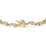 Bids.com 10k Yellow Gold 1.00 Cttw Round-Cut Diamond Floral S-Link 7.50" Bracelet (I-J Color, I2-I3 Clarity) Bracelets White Smoke Yellow.Gold / 7.5