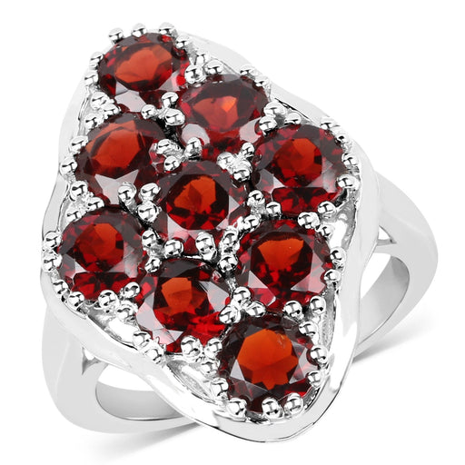 Bids.com 5.22 Carat Genuine  Garnet .925 Sterling Silver Ring Rings White Smoke size 6.00,size 7.00,size 8.00,size 5.00,size 9.00