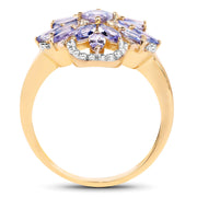 Bids.com 14K Yellow Gold Plated 2.01 Carat Genuine Tanzanite & White Topaz .925 Sterling Silver Ring Rings White Smoke size 6.00,size 8.00,size 7.00,size 9.00,size 5.00