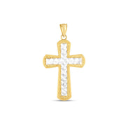 Bids.com 14k Two Tone Gold High Polish Diamond Cut Cross Pendant Pendants White Smoke Two-Tone Gold