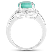 Bids.com 4.72 Carat Genuine Emerald and White Diamond .925 Sterling Silver Ring Rings White Smoke size 5.00,size 6.50,size 7.50,size 7.75,size 8.00,size 9.00,size 11.50,size 6.00,size 7.00