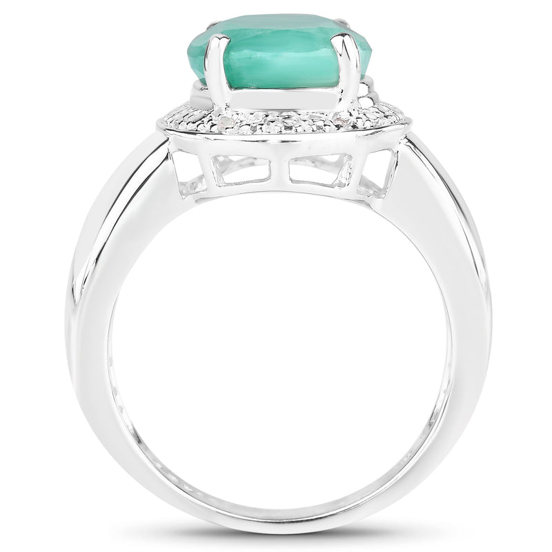 Bids.com 4.72 Carat Genuine Emerald and White Diamond .925 Sterling Silver Ring Rings White Smoke size 5.00,size 6.50,size 7.50,size 7.75,size 8.00,size 9.00,size 11.50,size 6.00,size 7.00