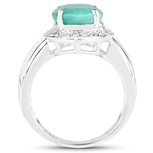 Bids.com 4.72 Carat Genuine Emerald and White Diamond .925 Sterling Silver Ring Rings White Smoke size 5.00,size 6.50,size 7.50,size 7.75,size 8.00,size 9.00,size 11.50,size 6.00,size 7.00