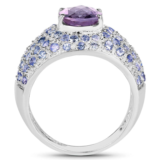 Bids.com 4.21 Carat Genuine Amethyst and Tanzanite .925 Sterling Silver Ring Rings White Smoke size 5.50,size 6.50,size 10.00,size 6.00,size 7.00,size 8.00,size 9.00