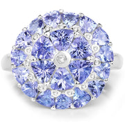 Bids.com 2.96 Carat Genuine Tanzanite and White Diamond .925 Sterling Silver Ring Rings White Smoke size 6.00,size 7.00,size 8.00,size 9.00