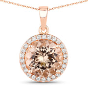 Bids.com 3.61 Carat Genuine Morganite and White Diamond 14K Rose Gold Pendant Pendants White Smoke size 18.00