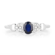 Bids.com 0.44 Carat Genuine Blue Sapphire and White Diamond 14K White Gold Ring Rings White Smoke size 5.00,size 6.00,size 7.00,size 8.00,size 9.00