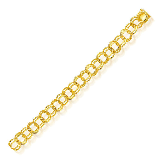 Bids.com 14k Yellow Gold Solid Double Link Charm Bracelet 10.0mm Bracelets White Smoke 7 / Yellow Gold,8 / Yellow Gold