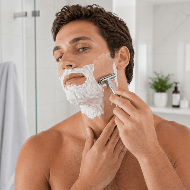 Shave Essentials Adjustable Double-Sided Safety Razor Razors & Razor Blades Gray SILVER,BLACK