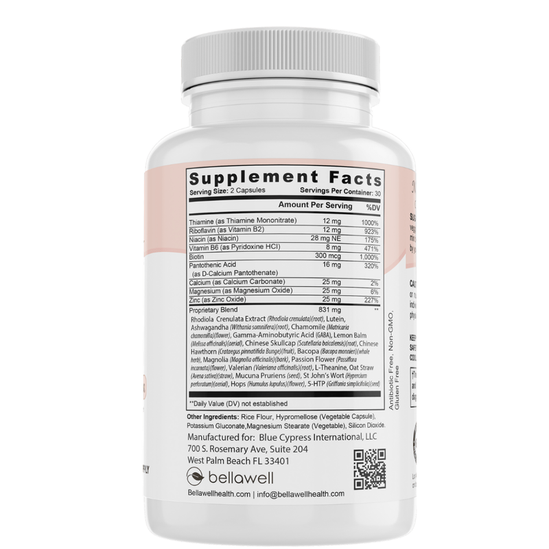 Bellawell Health Advanced Stress Relief Formula by Bellawell Capsules Light Gray