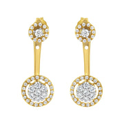 Bids.com 14K Yellow Gold Plated .925 Sterling Silver 5/8 Cttw Diamond Removable Stud and Dangle Earrings (I-J Color, I2-I3) Earrings White Smoke Yellow.Sterling Silver / 0.58