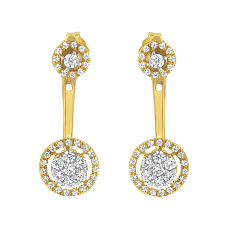 Bids.com 14K Yellow Gold Plated .925 Sterling Silver 5/8 Cttw Diamond Removable Stud and Dangle Earrings (I-J Color, I2-I3) Earrings White Smoke Yellow.Sterling Silver / 0.58