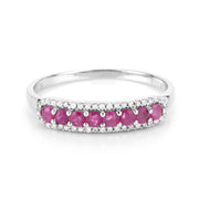Bids.com 0.47 Carat Genuine Ruby and White Diamond 14K White Gold Ring Rings White Smoke size 5.00,size 6.00,size 7.00,size 8.00,size 9.00